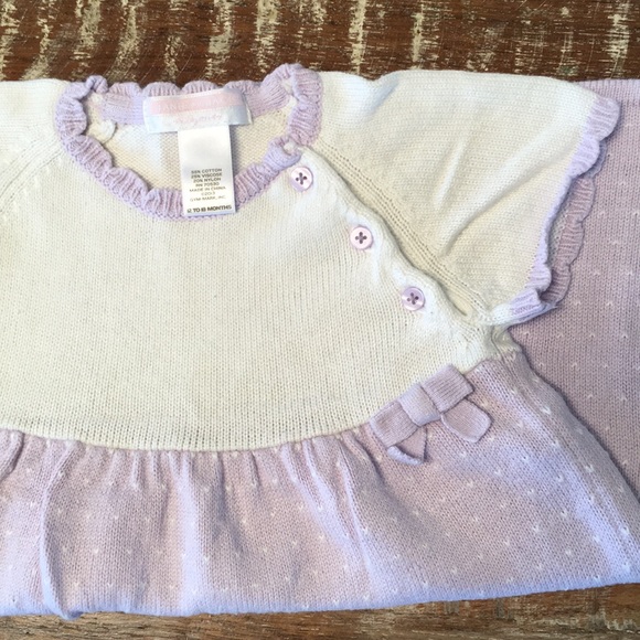 Lavender dress and tights set Janie and Jack 12-18 - Picture 2 of 8